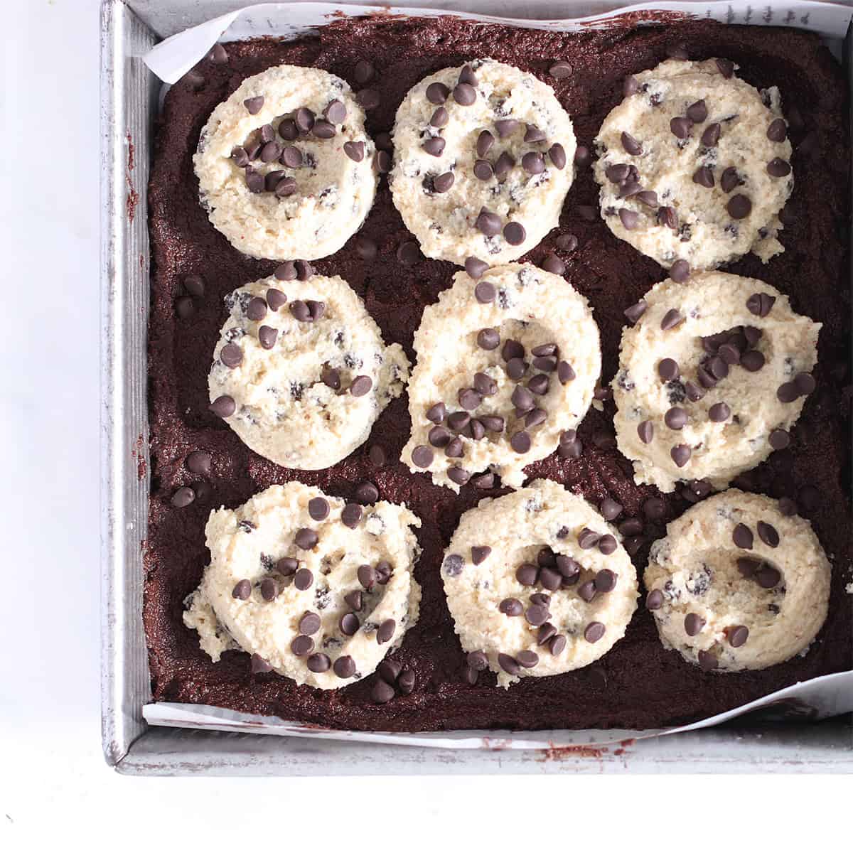 final brookie batter in a pan.