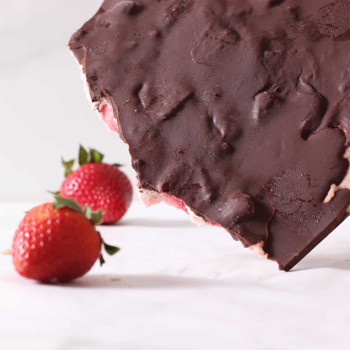 front of strawberry frozen yogurt cookie dough bark.