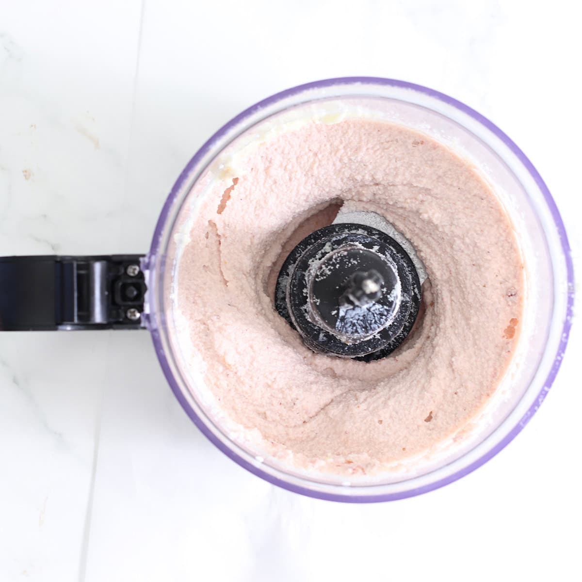 strawberry frozen yogurt cookie dough in a food processor, blended.