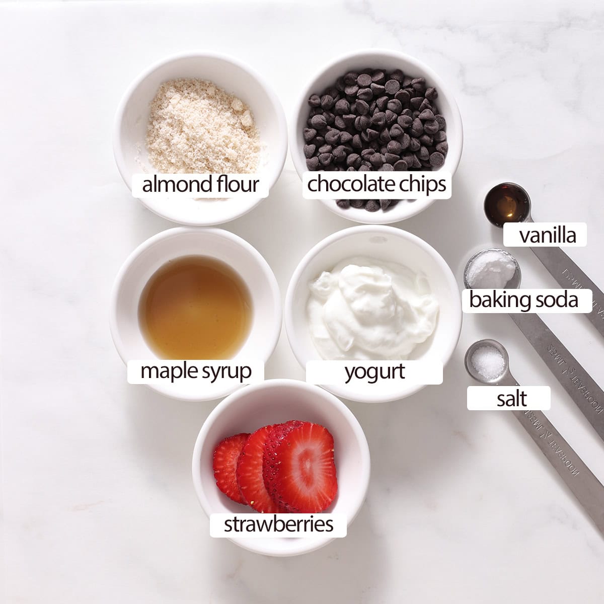 strawberry frozen yogurt cookie dough ingredients.