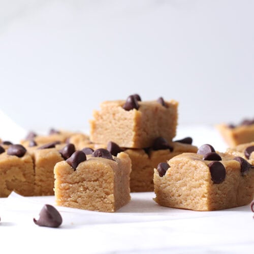 peanut butter cookie dough bites on a table.