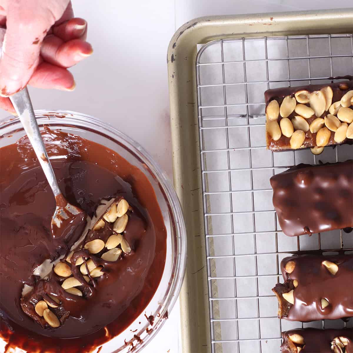 peanut butter ice cream bars cut.