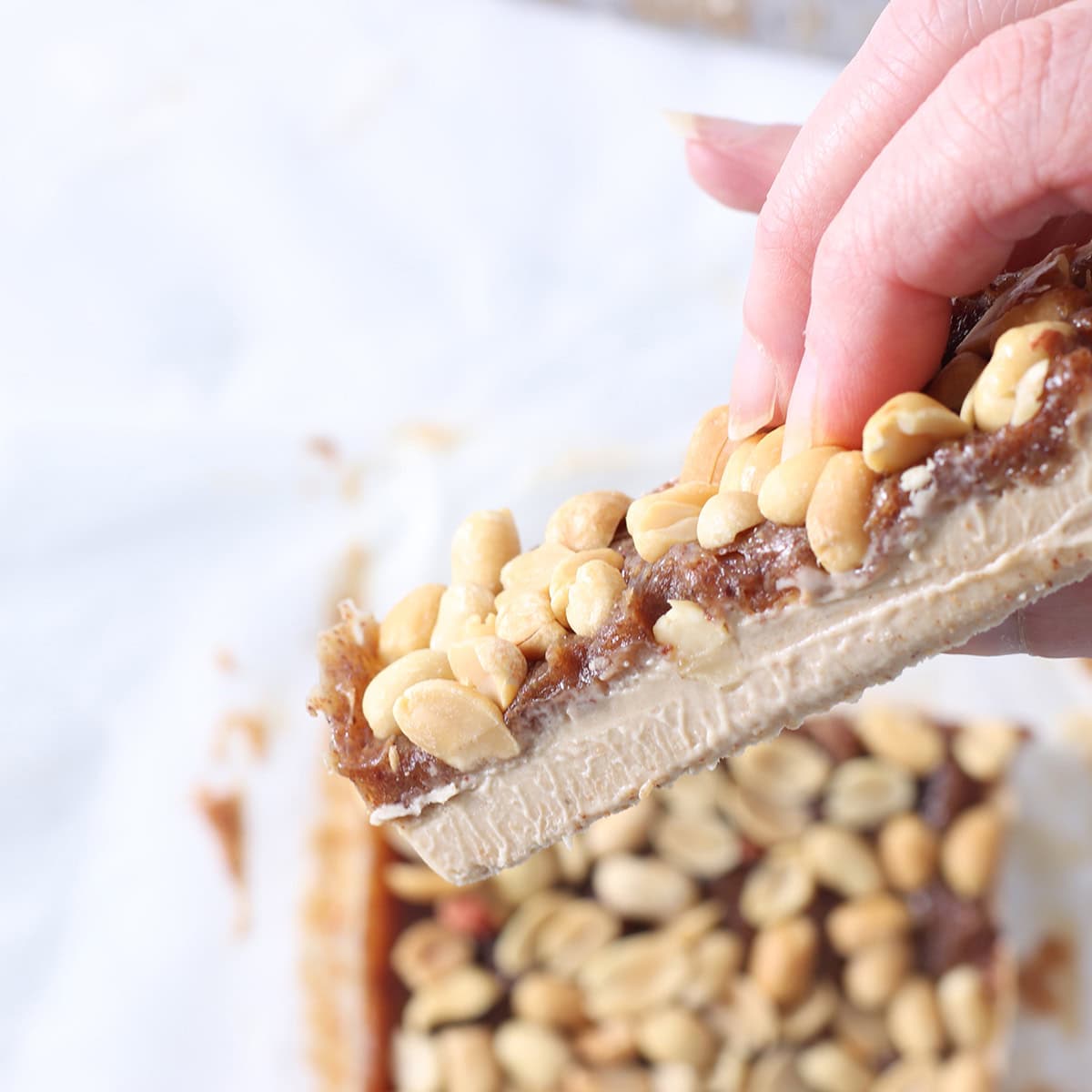 peanut butter ice cream bars cut.