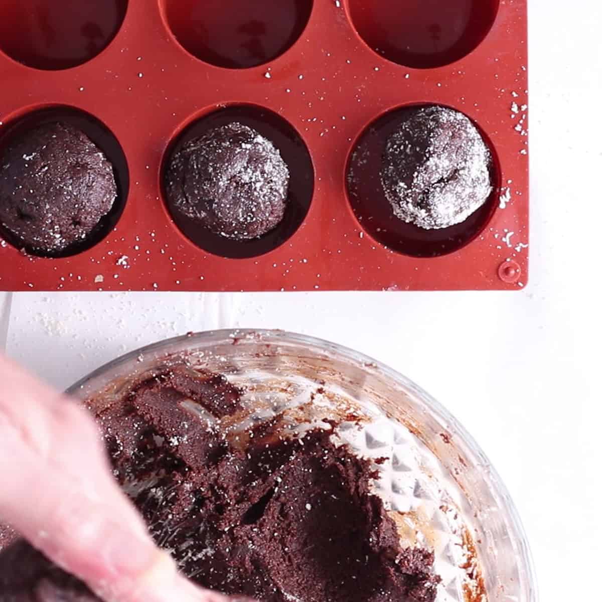 no bake chocolate bites sliced.