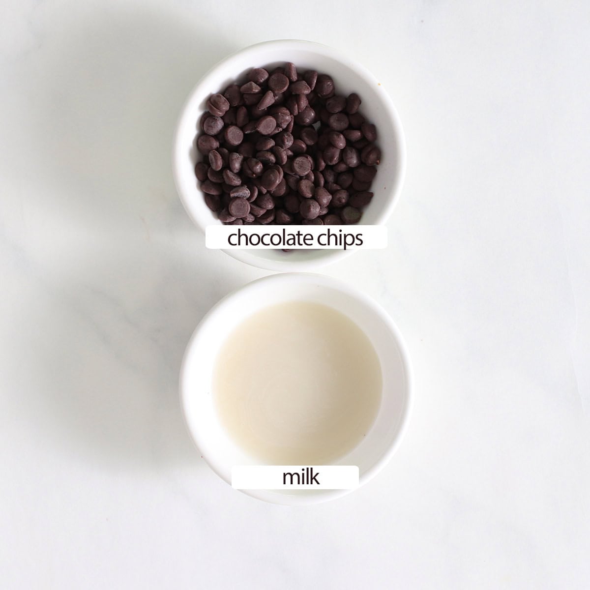 ingredients of chocolate ganache with milk.