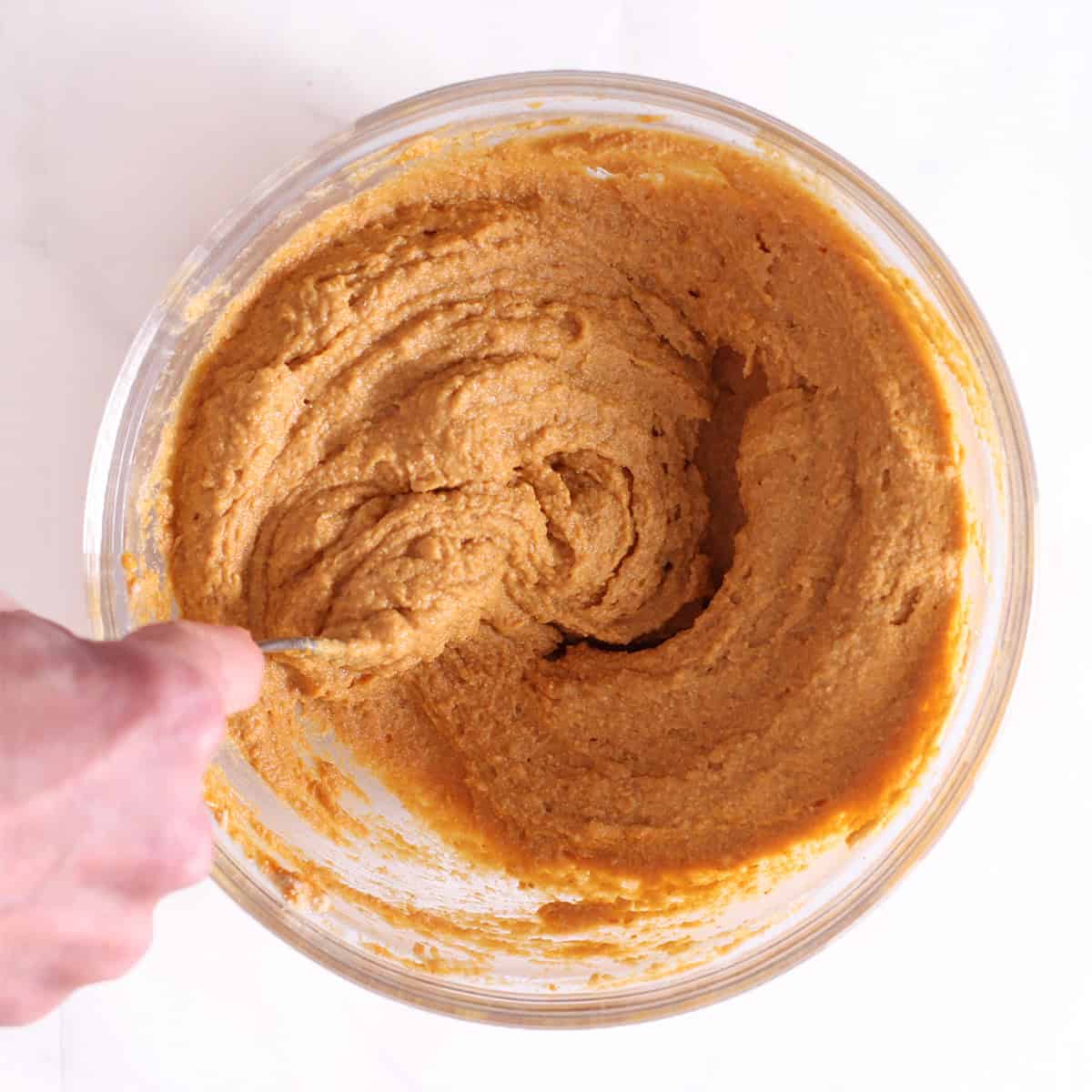 pumpkin donut hole batter in a bowl.