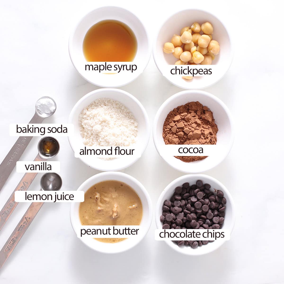 chickpea brownie ingredients.