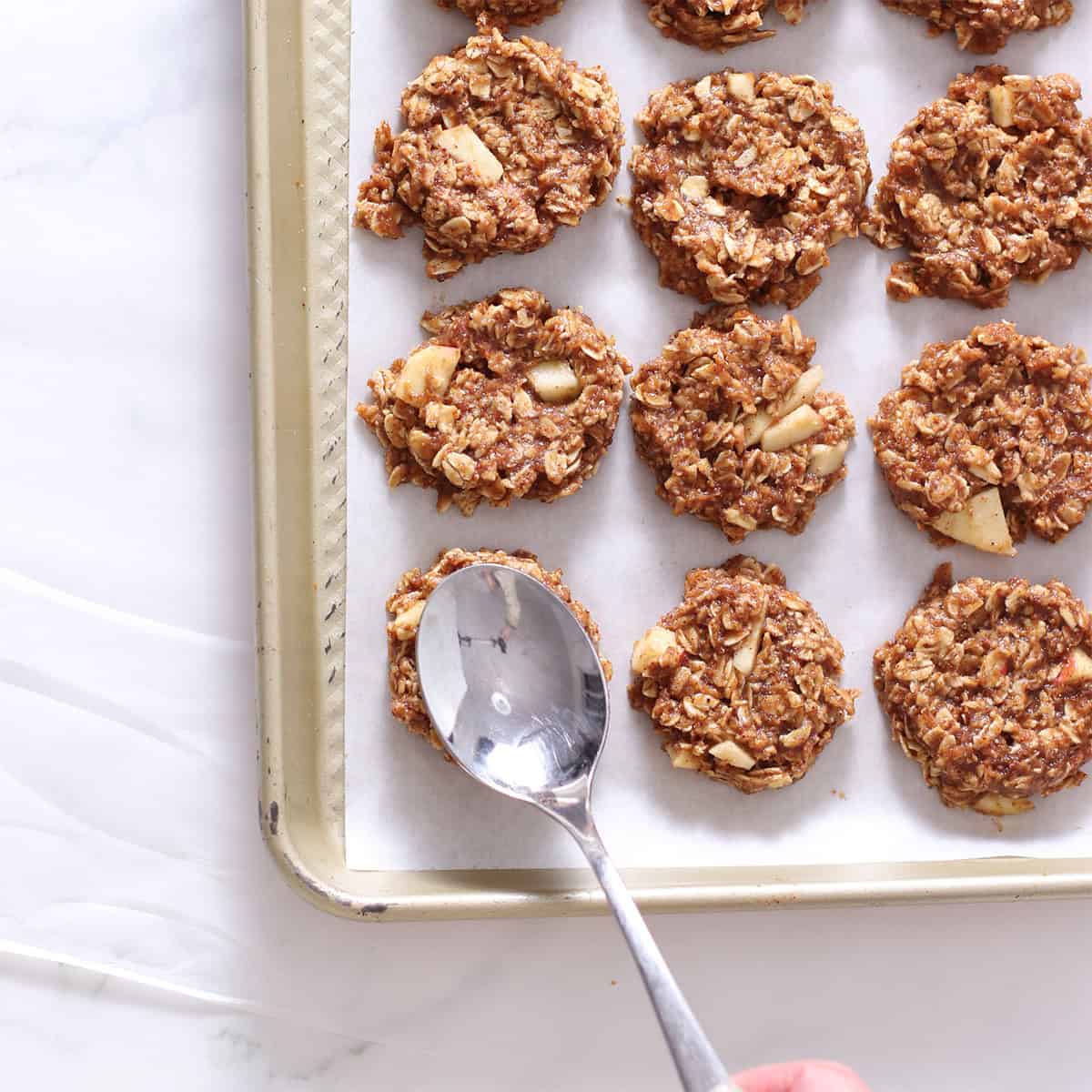 flatten no bake apple spice cookies.