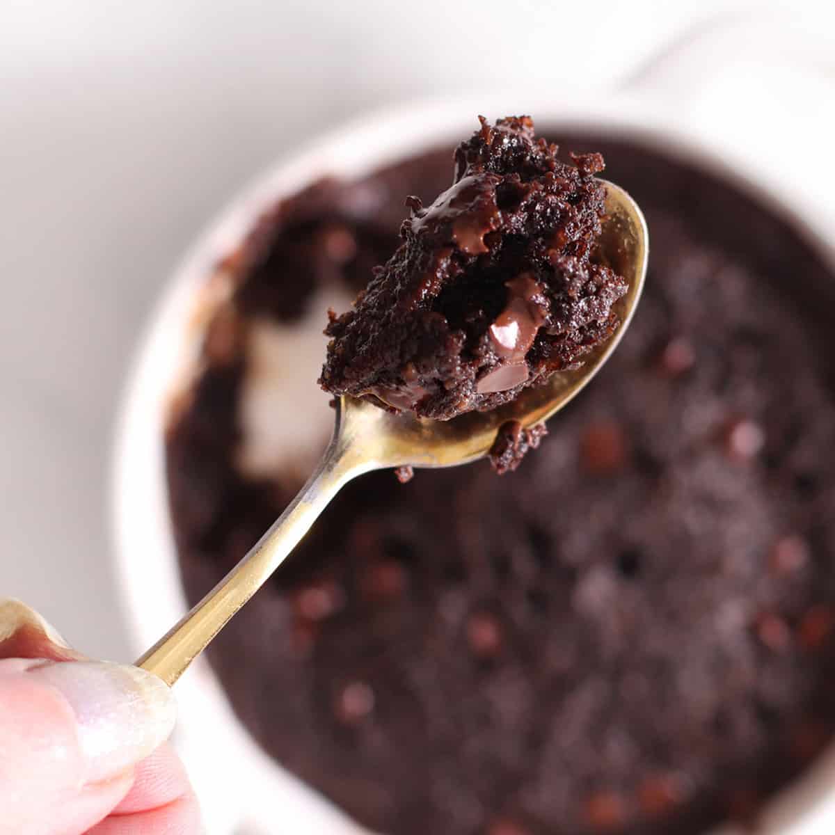 single serve brownie with almond flour in a mug.