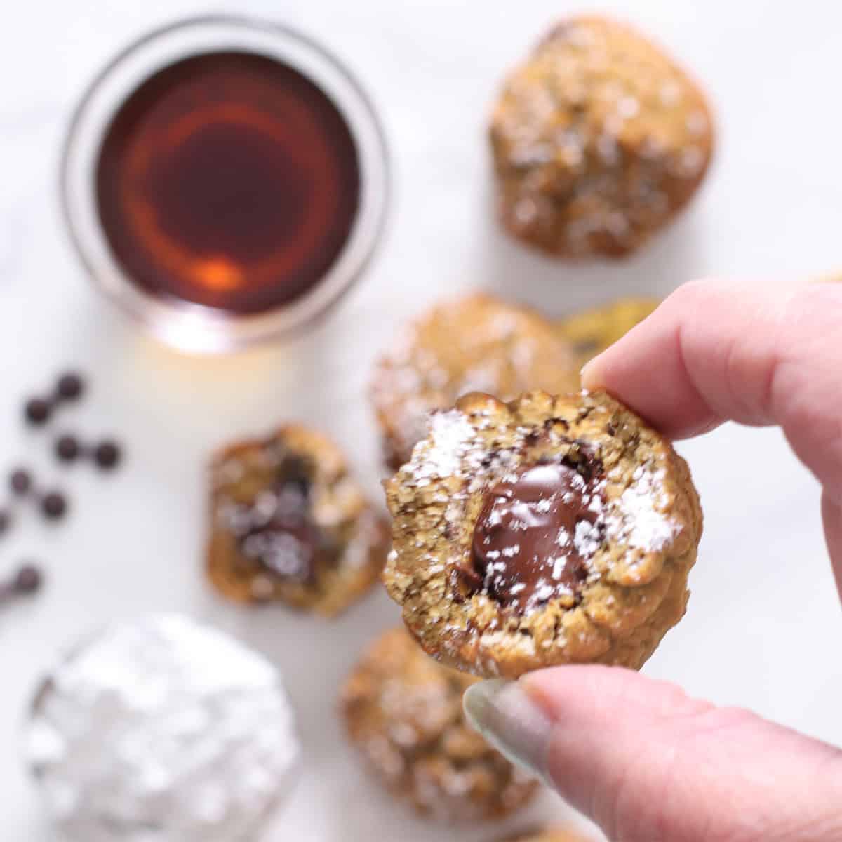 chocolate filled pancake puffs.