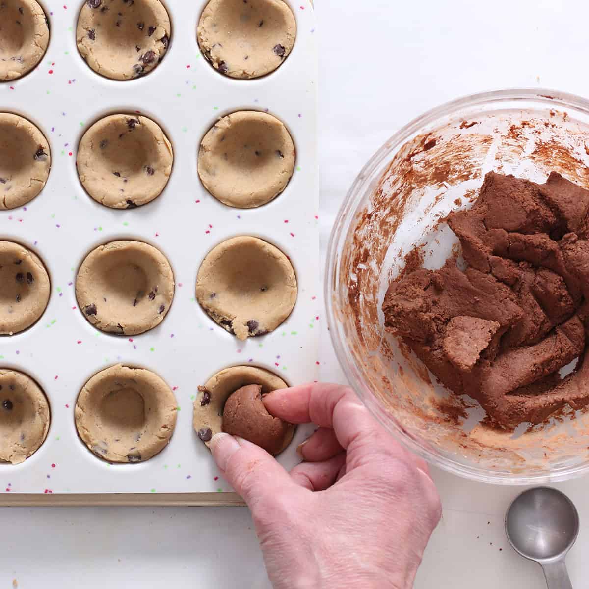 brownie stuffed cookie dough cups.