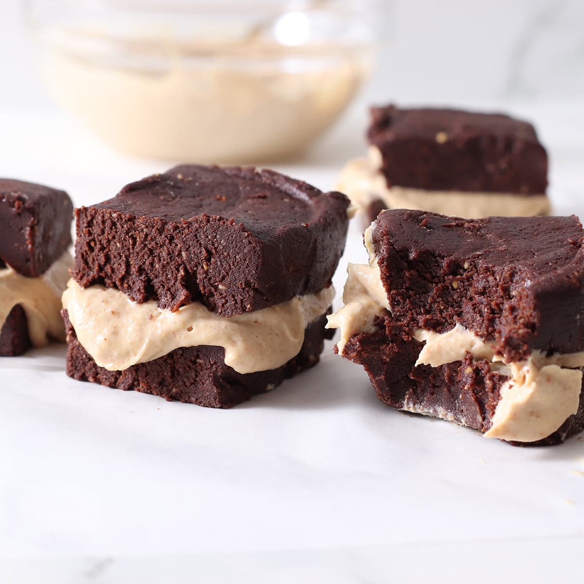 peanut butter stuffed brownie batter in a loaf pan.