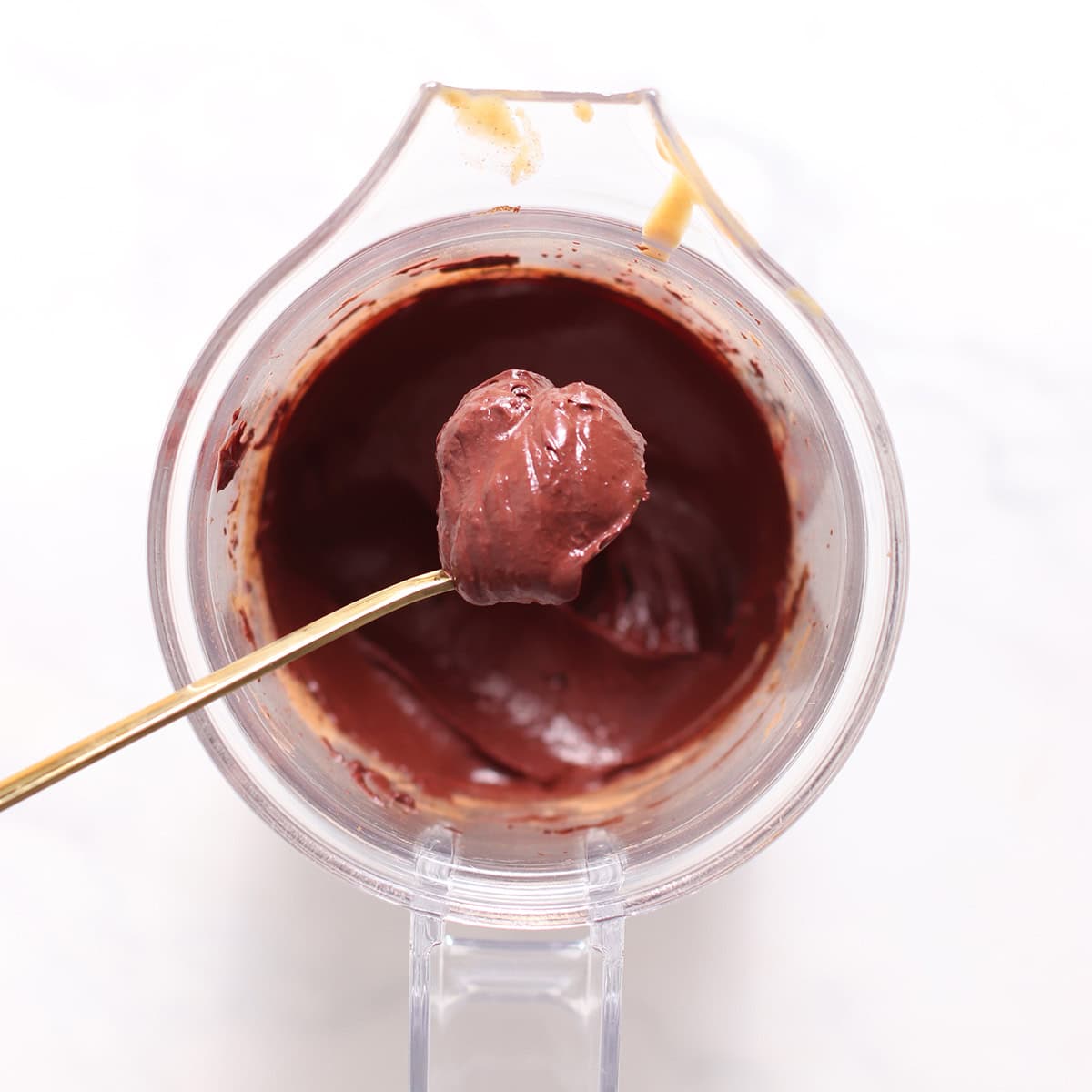 chocolate cherry brownie batter in blender.