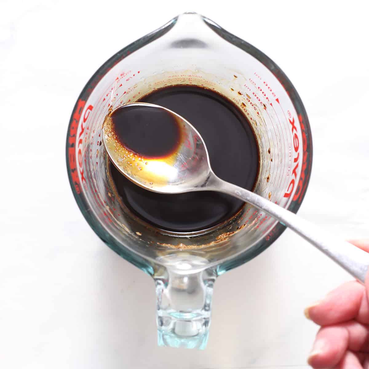 coffee syrup in a cup.