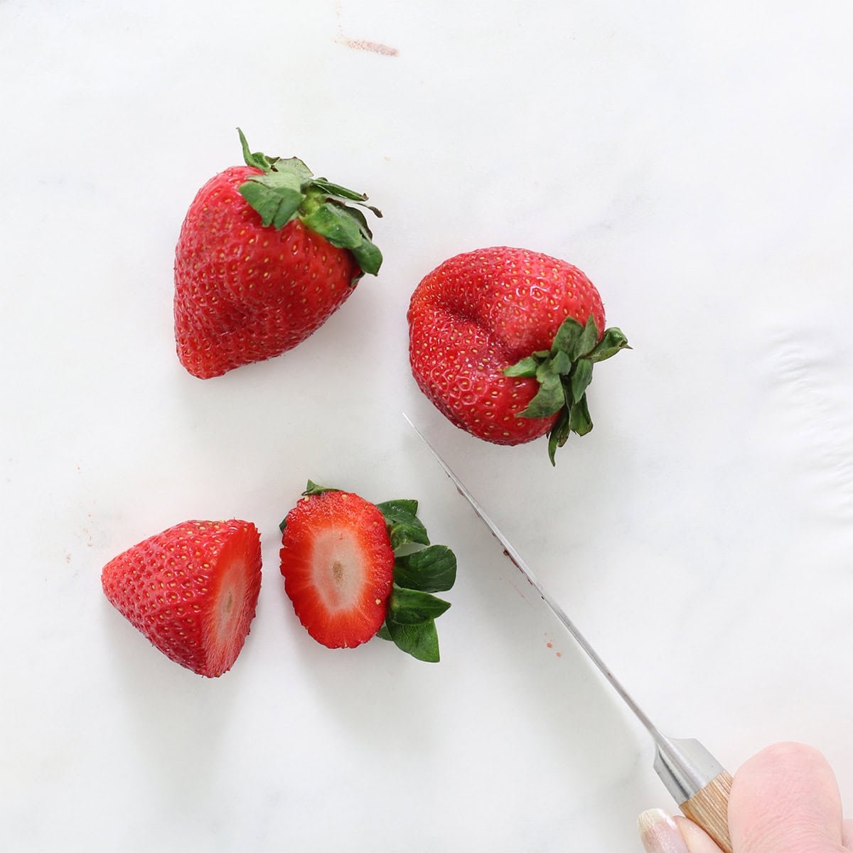 chopped strawberries.