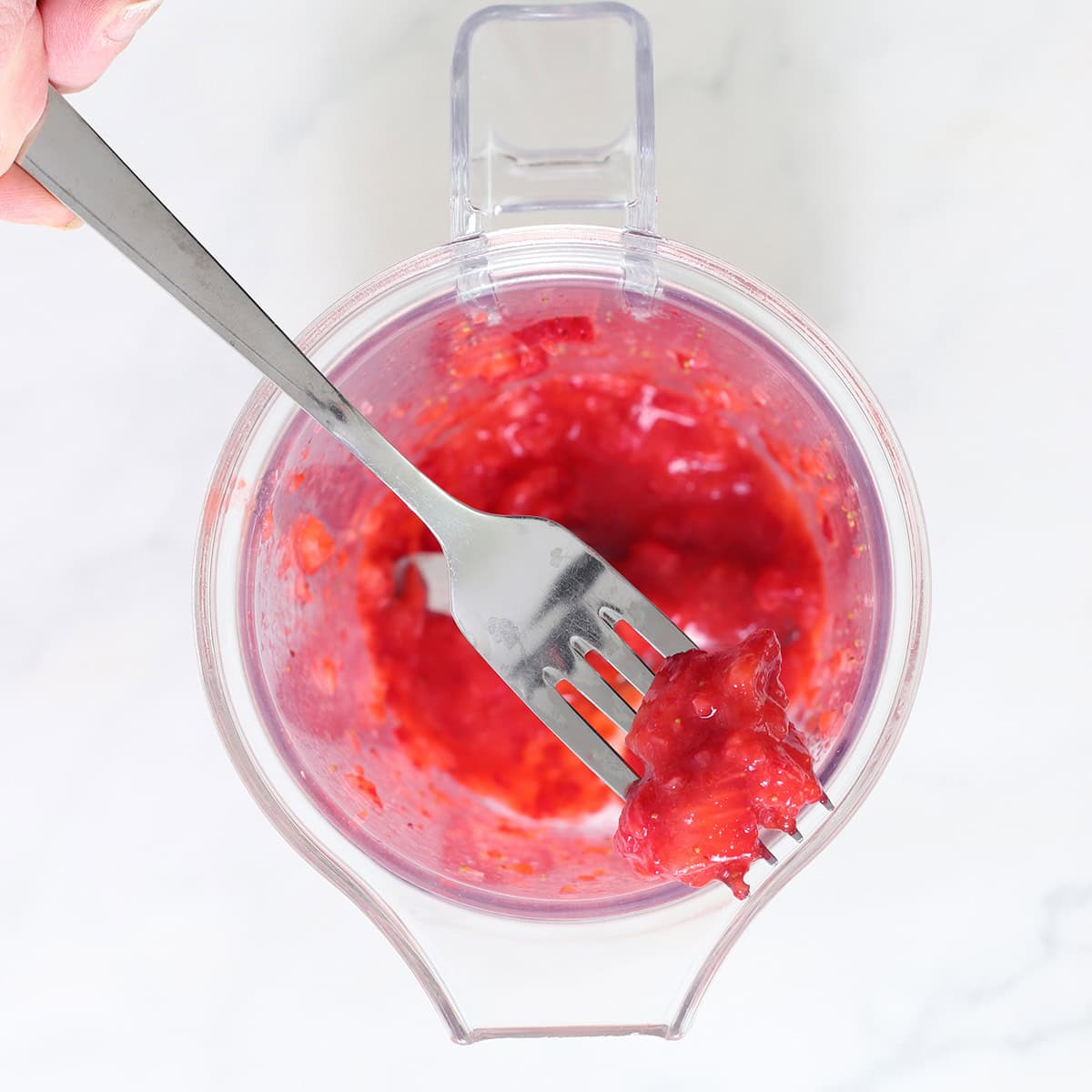 strawberry puree in blender.
