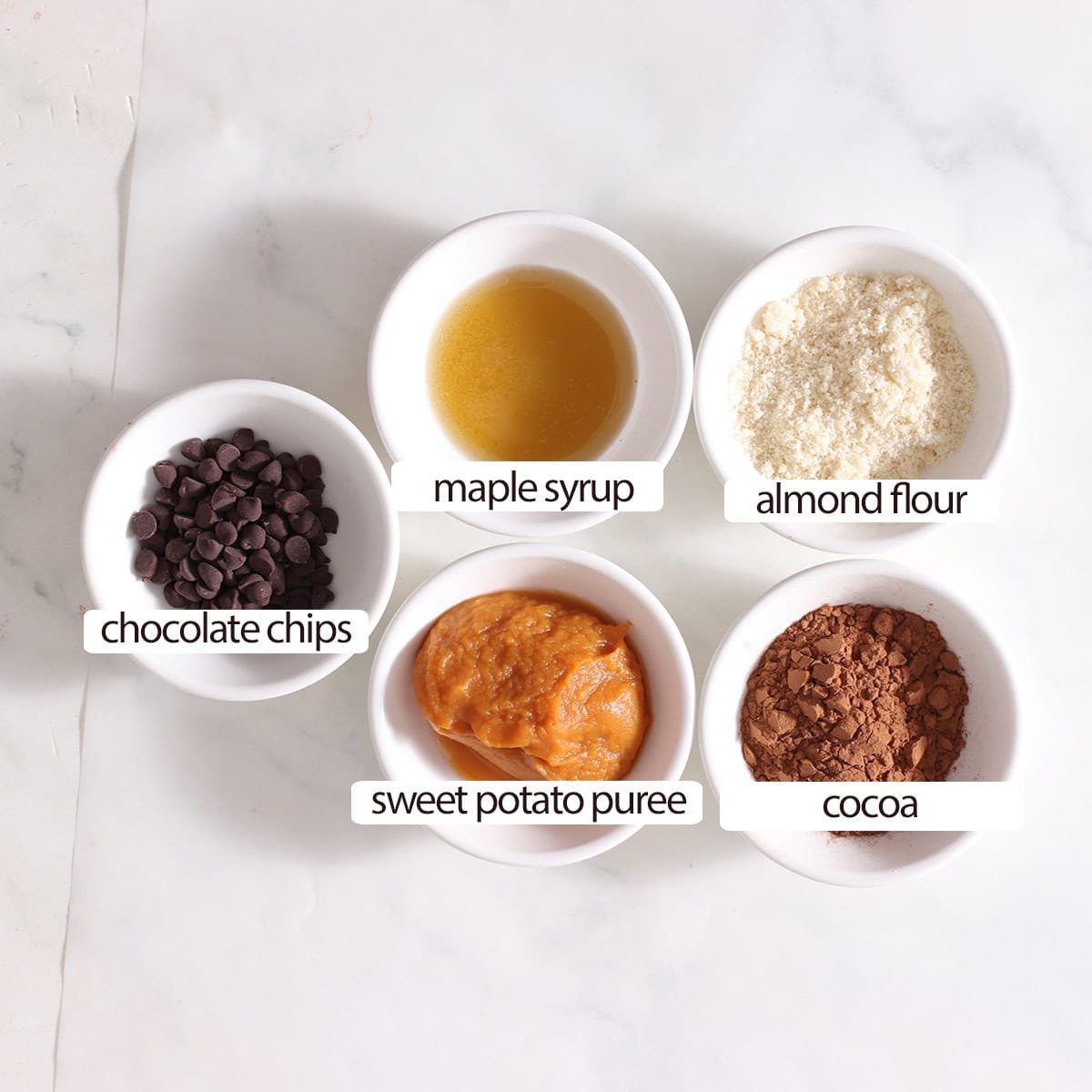 sweet potato brownie balls ingredients.