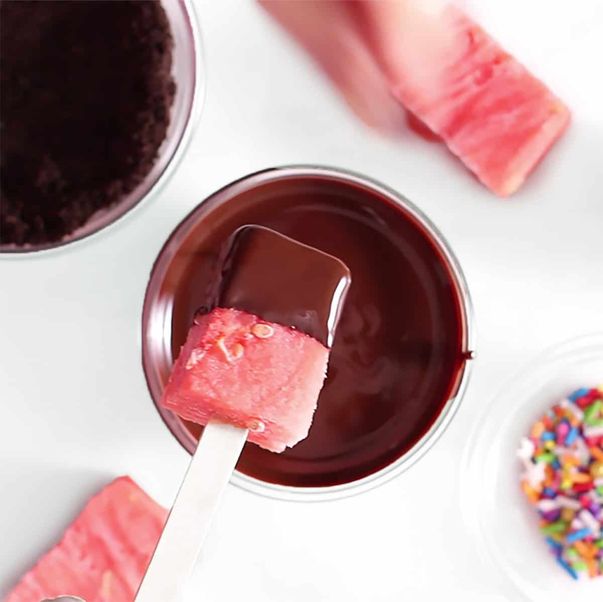 chocolate watermelon pops.