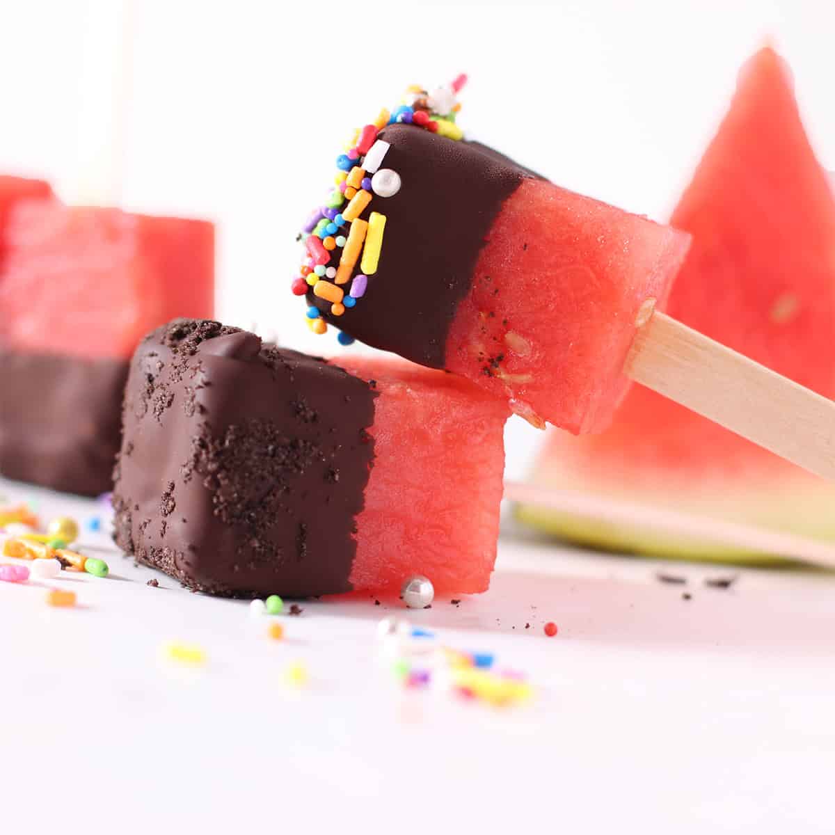 chocolate watermelon pops.