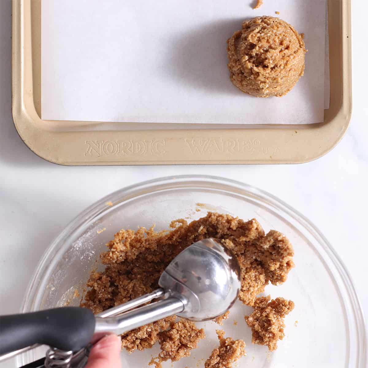 biscoff brownie balls mixed.